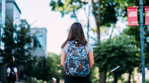 students walking on campus